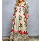 floral flowy maxi dress with round neckline