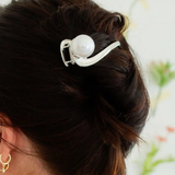 silver and pearl hair pin
