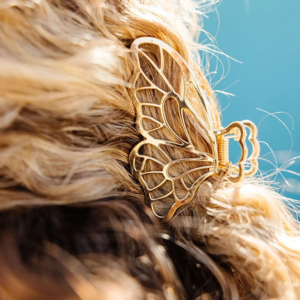 gold butterfly claw clip