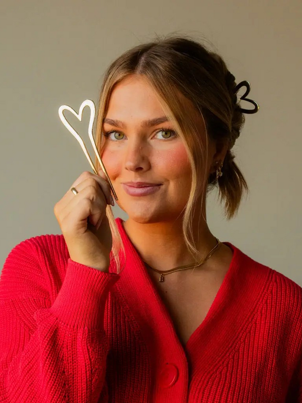 gold heart hair pin
