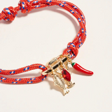 lobster rope bracelet with gold carabiner