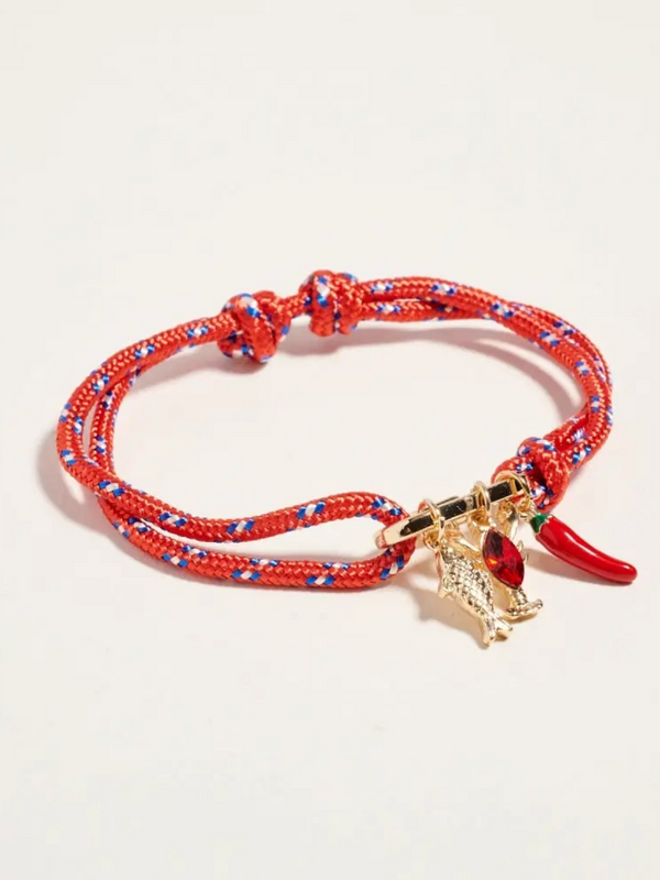 lobster rope bracelet with gold carabiner