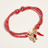lobster rope bracelet with gold carabiner