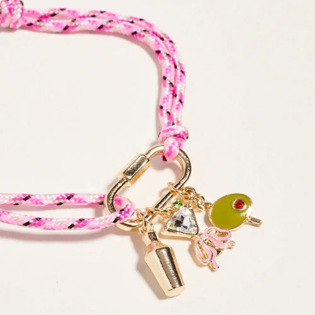 cocktail bracelet with gold carabiner
