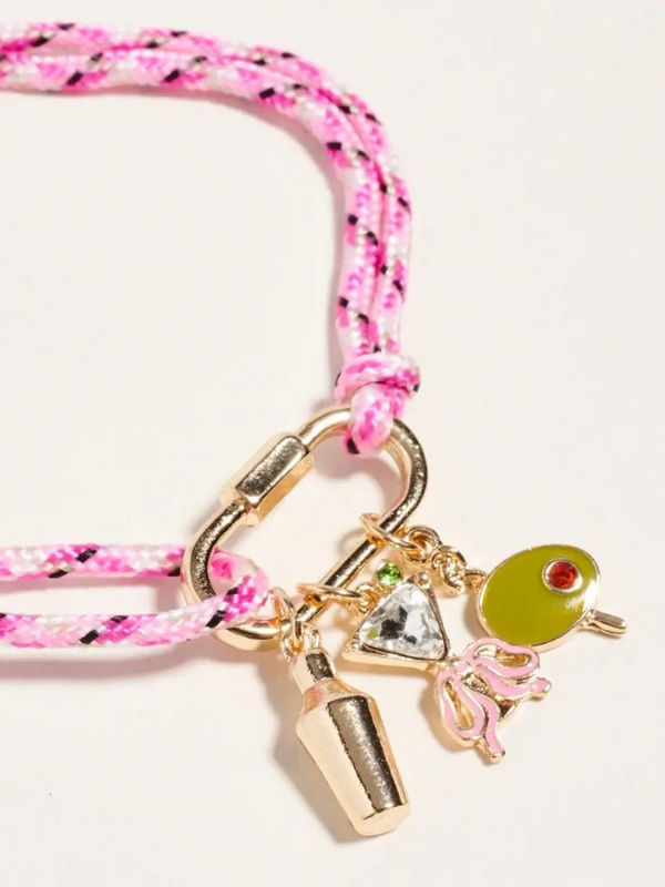 cocktail bracelet with gold carabiner