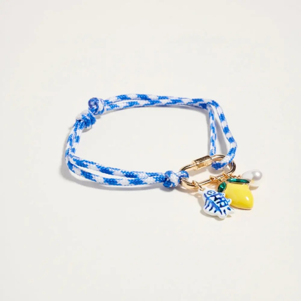 sardine rope bracelet with gold carabiner