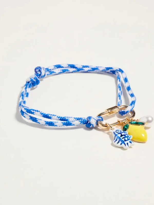 sardine rope bracelet with gold carabiner