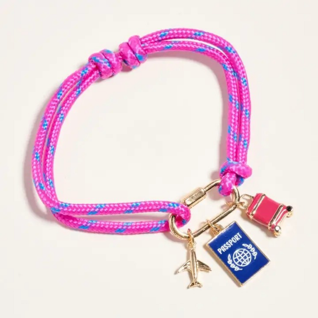 passport bracelet with gold carabiner