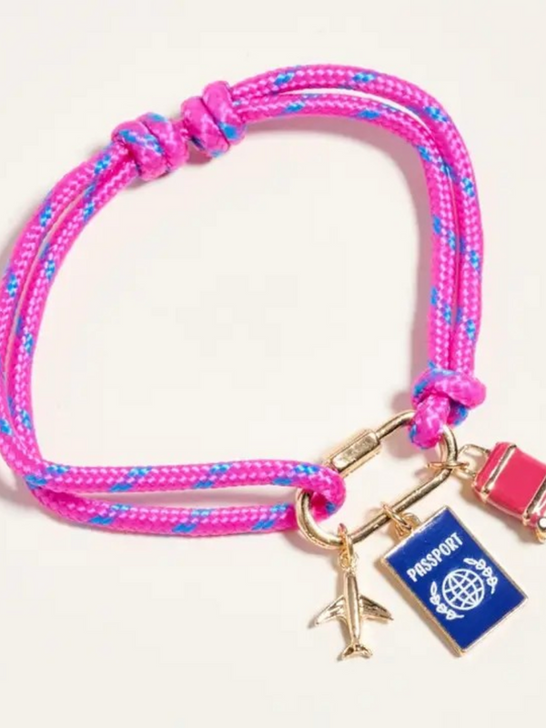 passport bracelet with gold carabiner