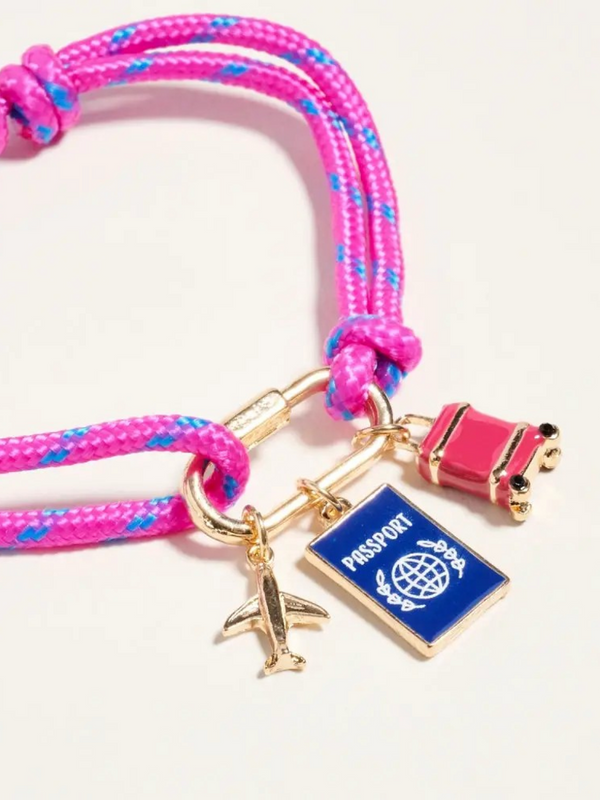 passport bracelet with gold carabiner