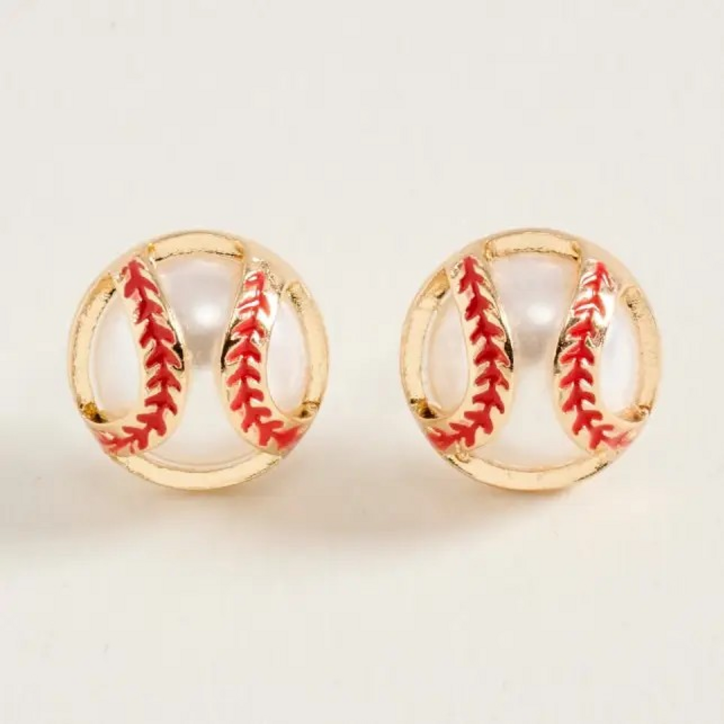 baseball stud earrings