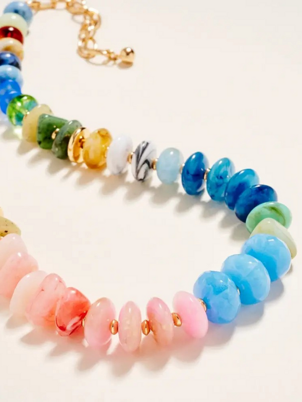 17" mixed colorful ombre resin bead necklace