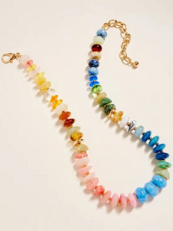 17" mixed colorful ombre resin bead necklace