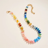 17" mixed colorful ombre resin bead necklace