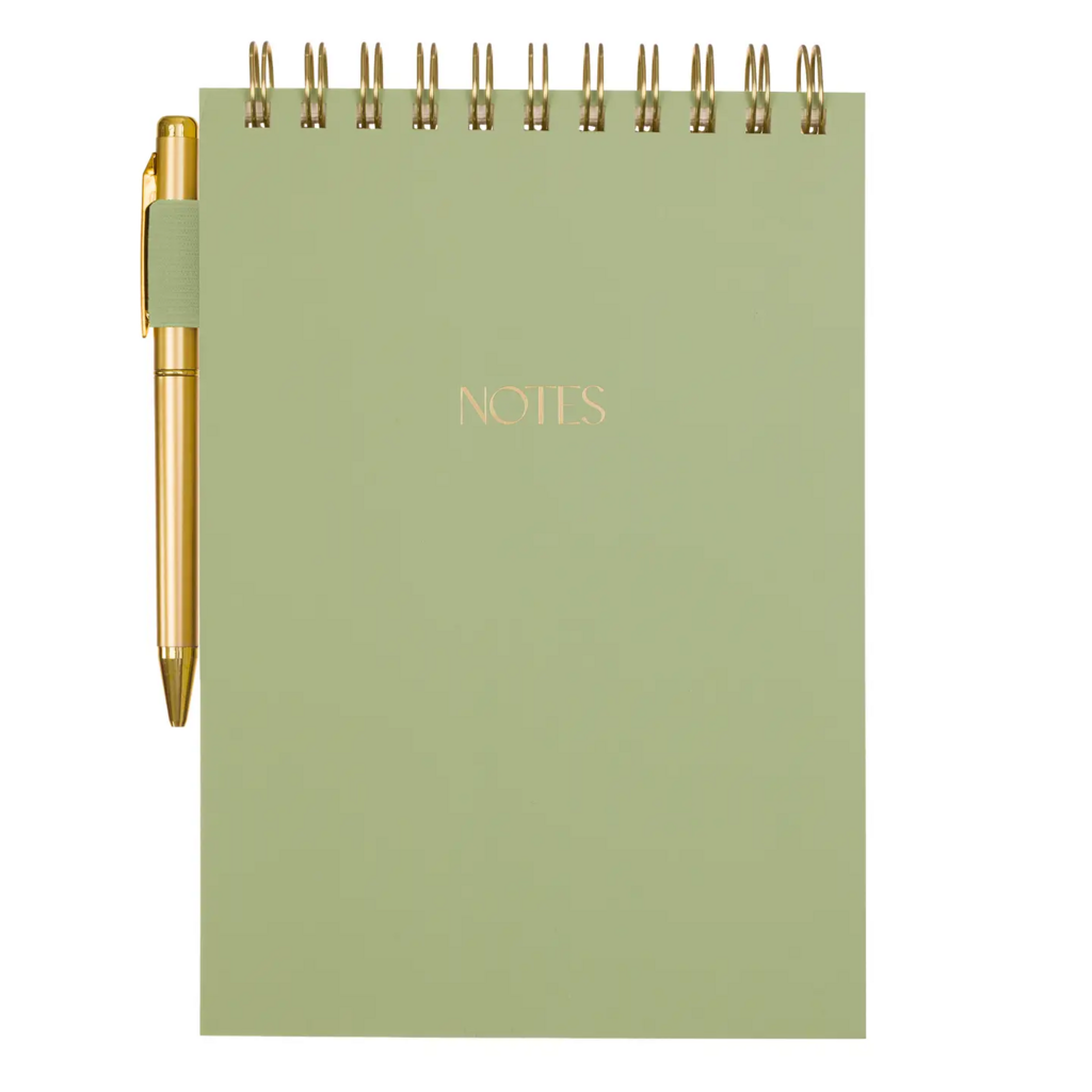 sage steno pad with pen