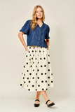 cream dot print skirt