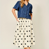 cream dot print skirt