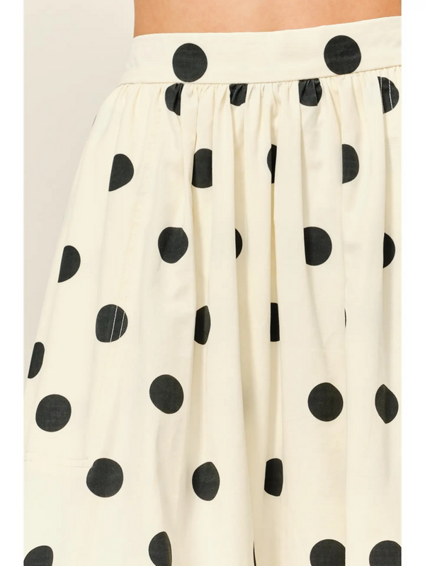 cream dot print skirt