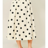 cream dot print skirt