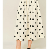 cream dot print skirt