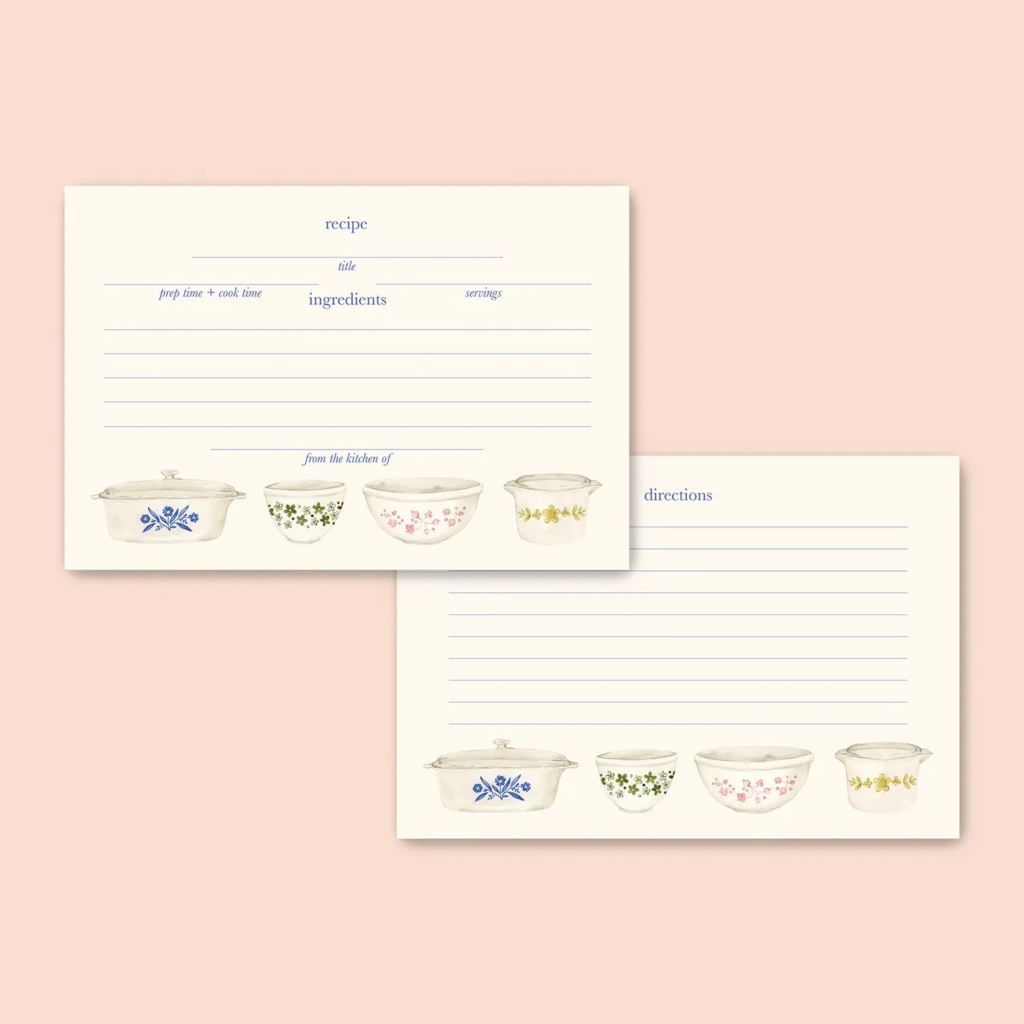 pyrex inspired recipe cards