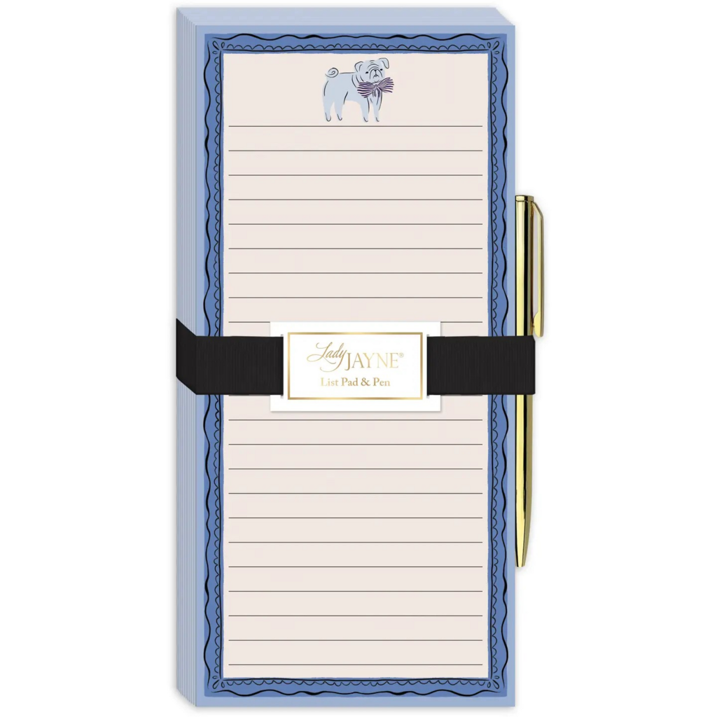 Pug Magnetic List Pad with Pen