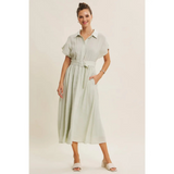 Mint Green Buckled Midi Dress