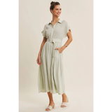 Mint Green Buckled Midi Dress