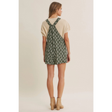 dark olive meadow bloom floral short overalls