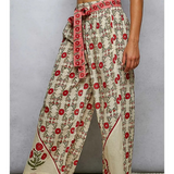 multi cream woven printed wide leg bottoms