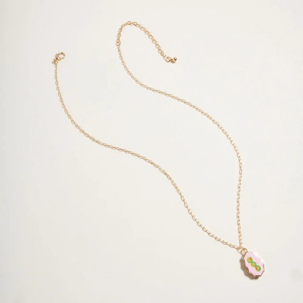olive print tile enamel necklace