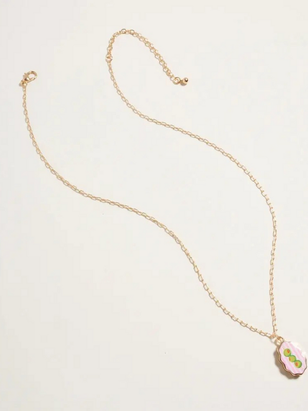 olive print tile enamel necklace