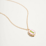 olive print tile enamel necklace