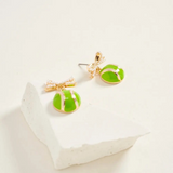 dainty pearl ribbon bow with tennis ball earrings