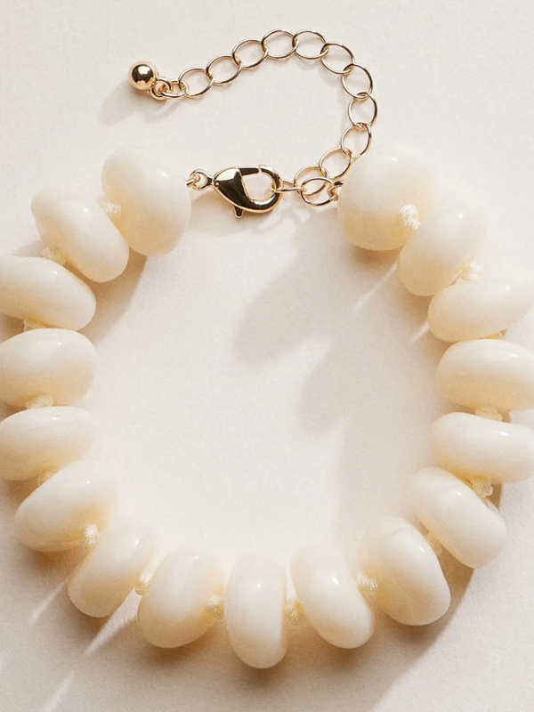 neutral stone beaded bracelet