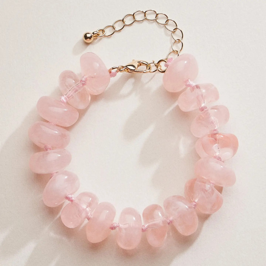 pink stone beaded bracelet