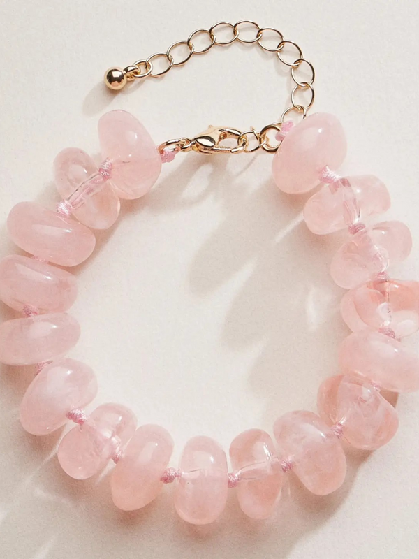 pink stone beaded bracelet