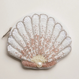 white beaded seashell coin purse