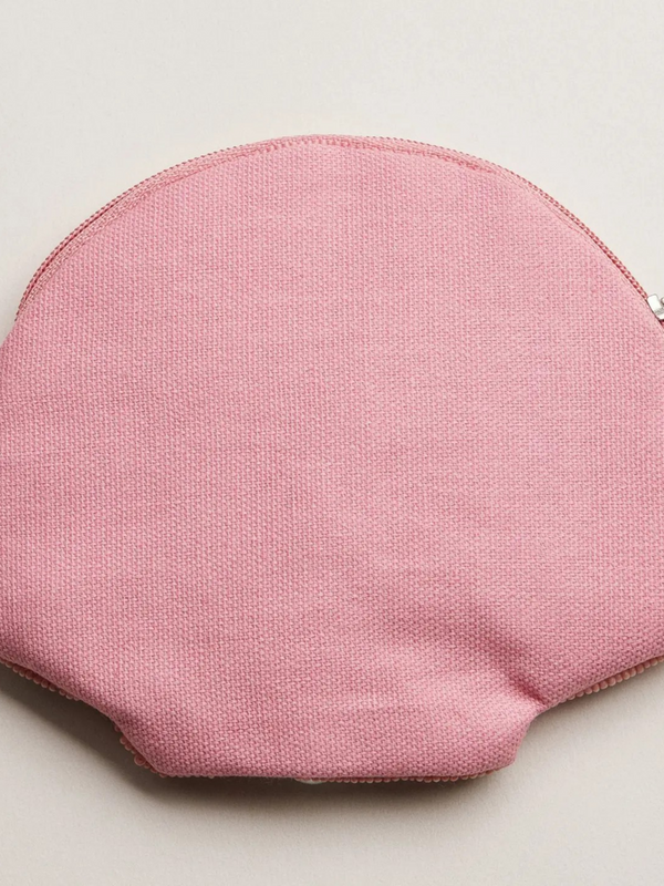 pink beaded seashell coin purse
