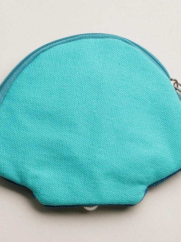 light blue beaded seashell coin purse