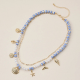 blue seaside charm layered necklace