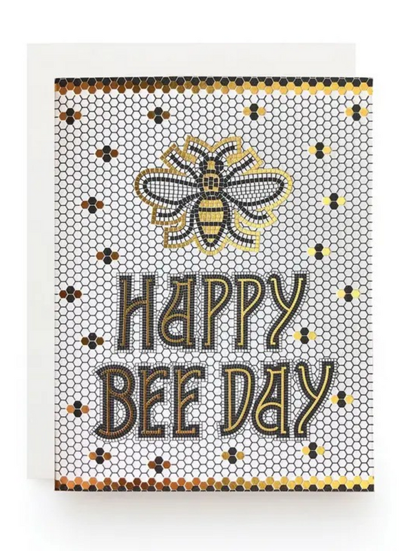 bee day tile birthday card
