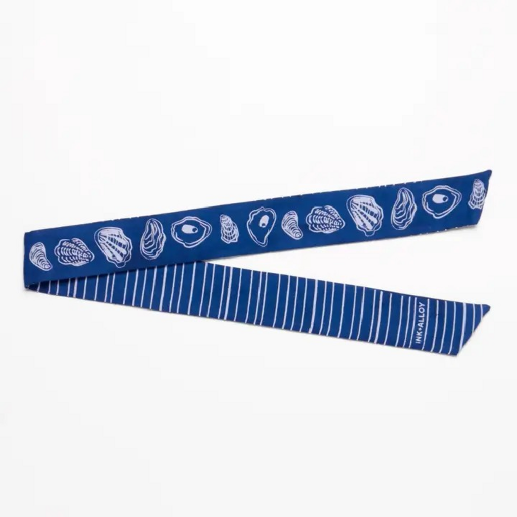 navy with white stripes skinny scarf