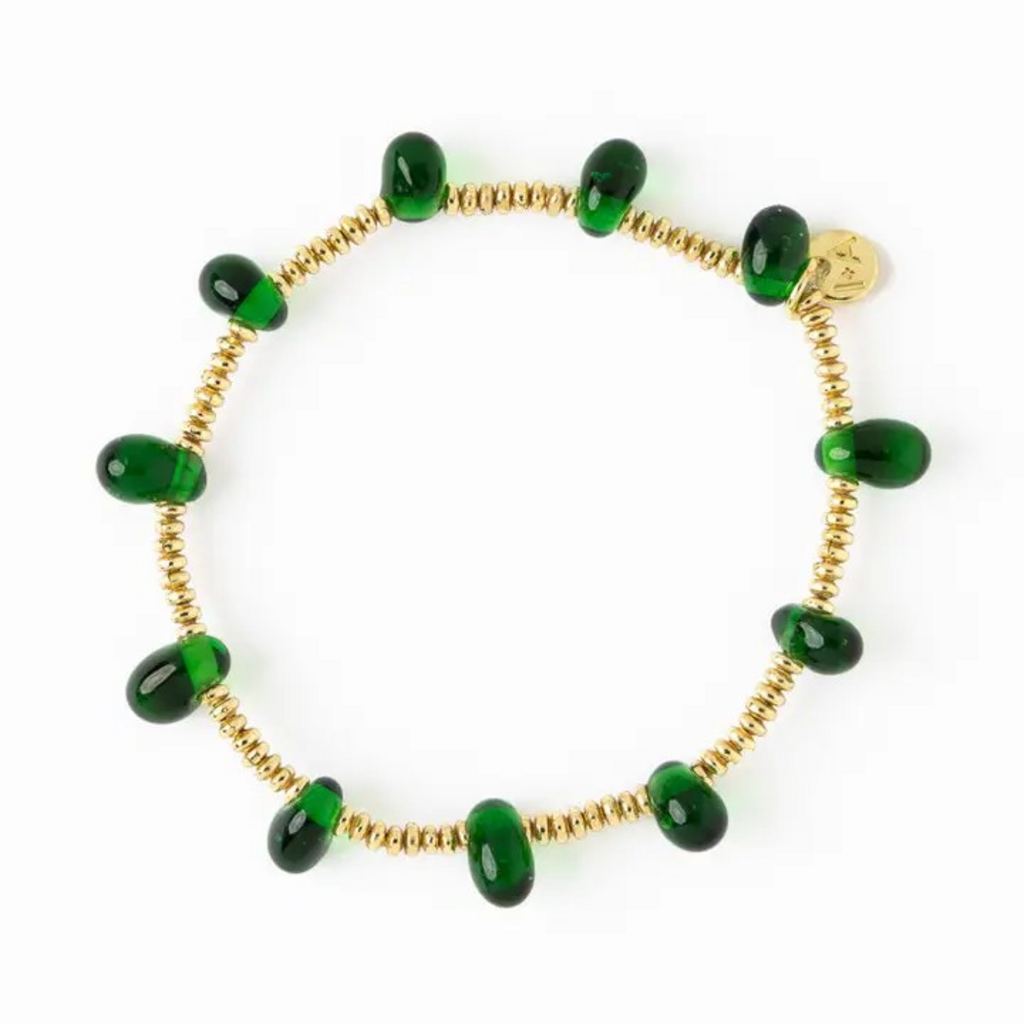 green glass bead stretch bracelet