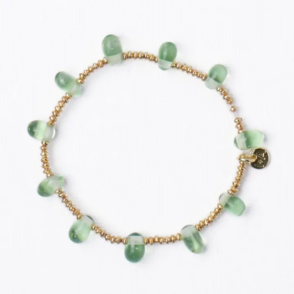 mint glass bead stretch bracelet