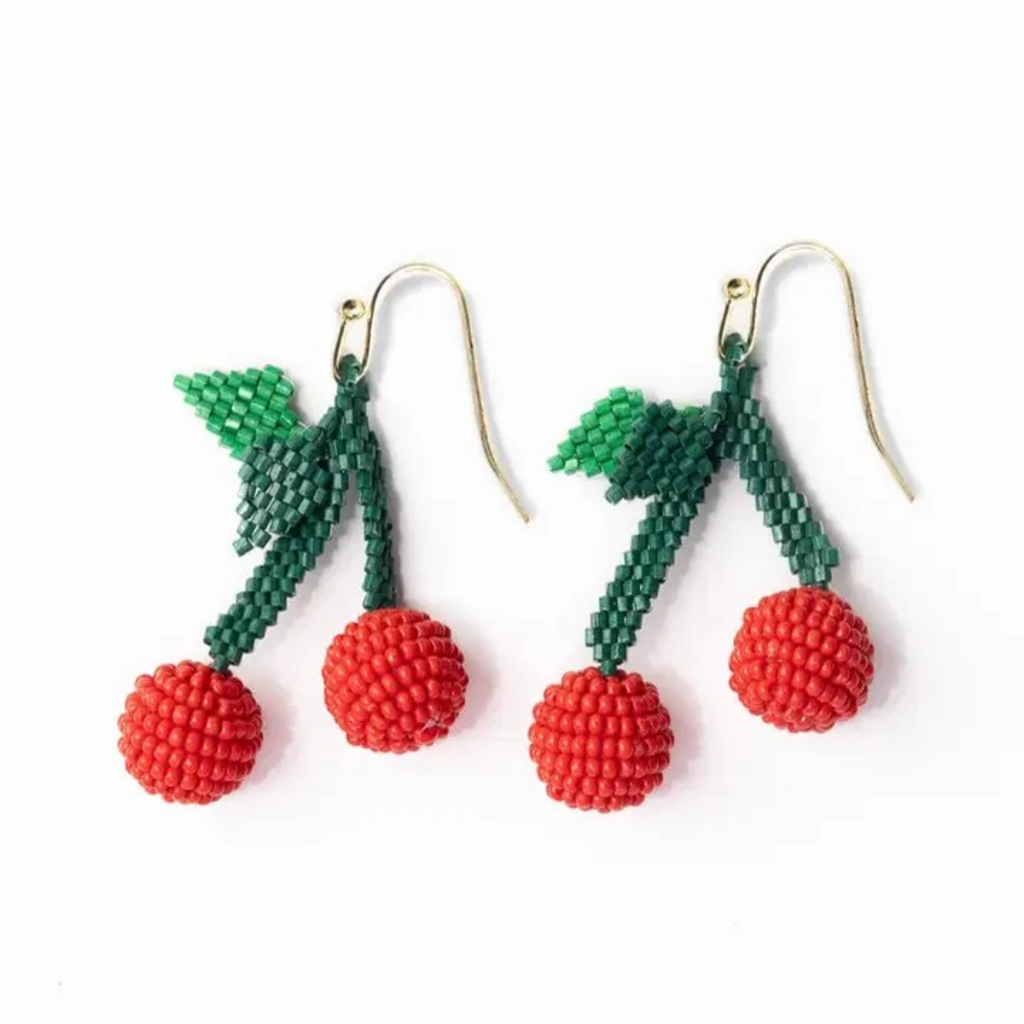 drop cherry cluster earrings
