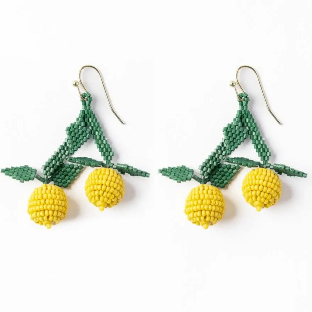 yellow lemon cluster earrings