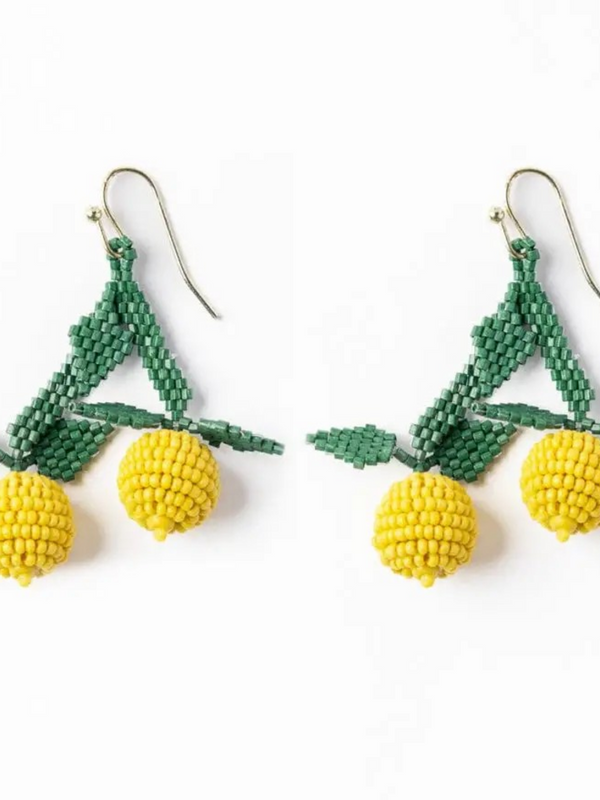 yellow lemon cluster earrings