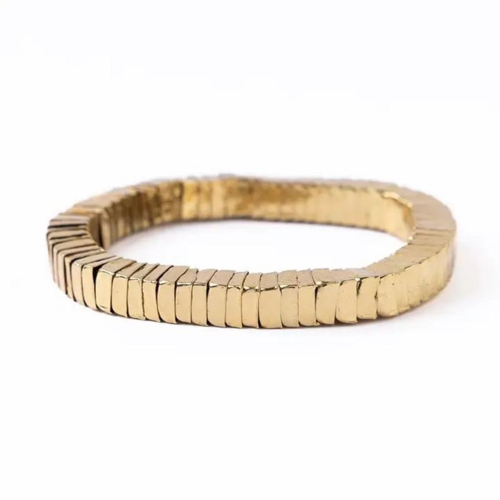 gold square bead stretch bracelet