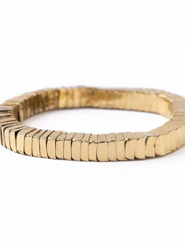 gold square bead stretch bracelet